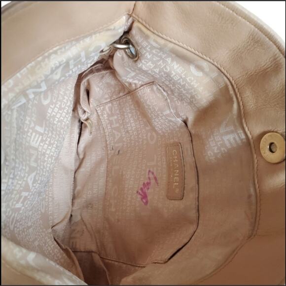Chanel Vintage Cue Ball Tan Lambskin Foldover Bag - Picture 4 of 12